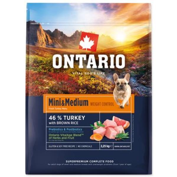 Krmivo Ontario Mini & Medium Weight Control Turkey & Brown Rice 2,25kg (obrázek 4)
