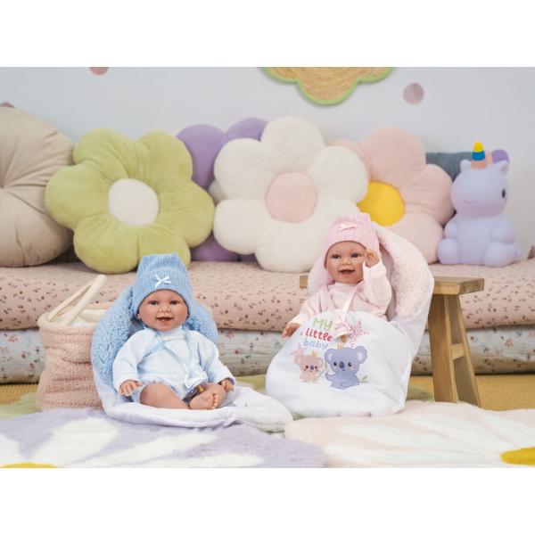 Llorens 63805 NEW BORN - realistická panenka miminko se zvuky a měkkým látkovým tělem (obrázek 5)