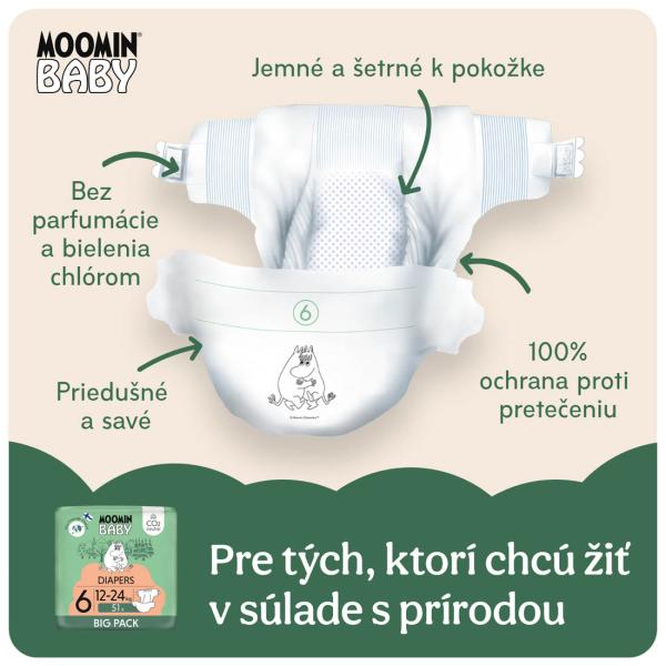 Moomin Baby 6 Maxi 12-24 kg (51 ks), eko plenky (obrázek 4)