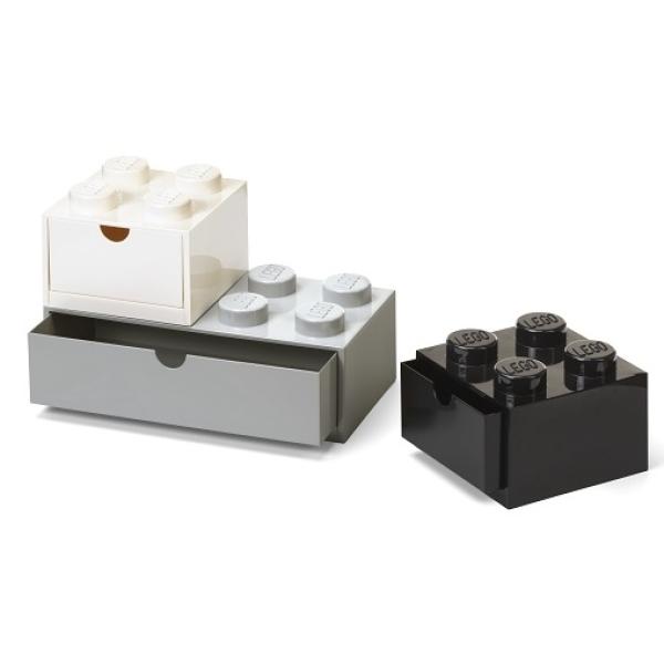 LEGO® stolní boxy se zásuvkou Multi-Pack 3 ks - černá, bílá, šedá (obrázek 3)
