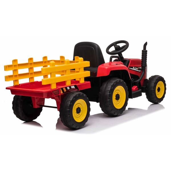 Elektrický Traktor Workers s vlečkou, červený, Pohon zadních kol, 12V baterie (obrázek 3)