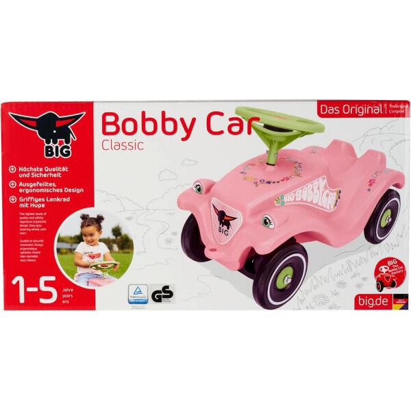 Big Auto odrážedlo BIG BOBBY CAR CLASSIC růžové s květinkami (obrázek 9)