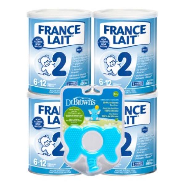 France Lait 2 se železem + DHA 6-12 měsíců 4x400g + Dr. Brown’s Kousátko Flexees Friends