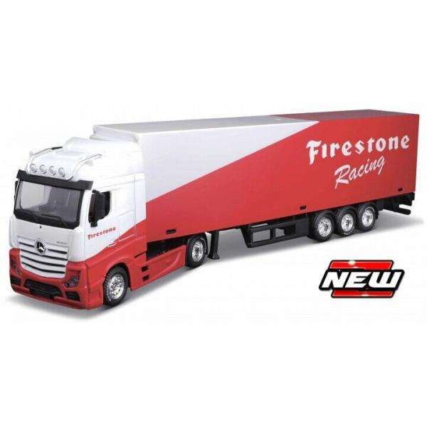 Bburago 1:43 Truck with trailer MB Actros Gigaspace Firestone