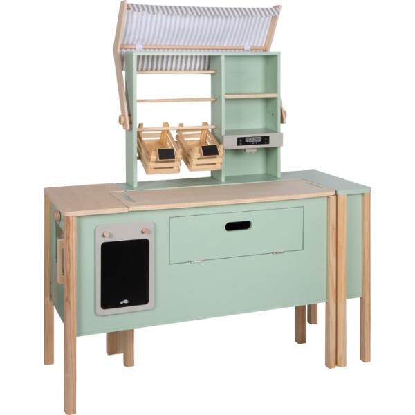 Dřevěný obchod a kuchyňka Tasty zelená 2 v 1