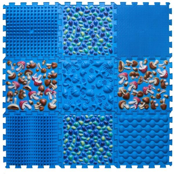 Ortek Masážna ortopedická podložka Puzzle "Mix" 9 prvkov Modrá