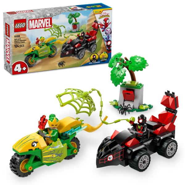 Lego Marvel Spin Y Electro: Duelo De VehíCulos Dinosaurio, Coche Y Moto De Juguete, Juguetes De SuperhéRoes Y Regalo Para NiñOs Y NiñAs De 4 AñOs O MáS, Spidey Y Su Superequipo 11198-image