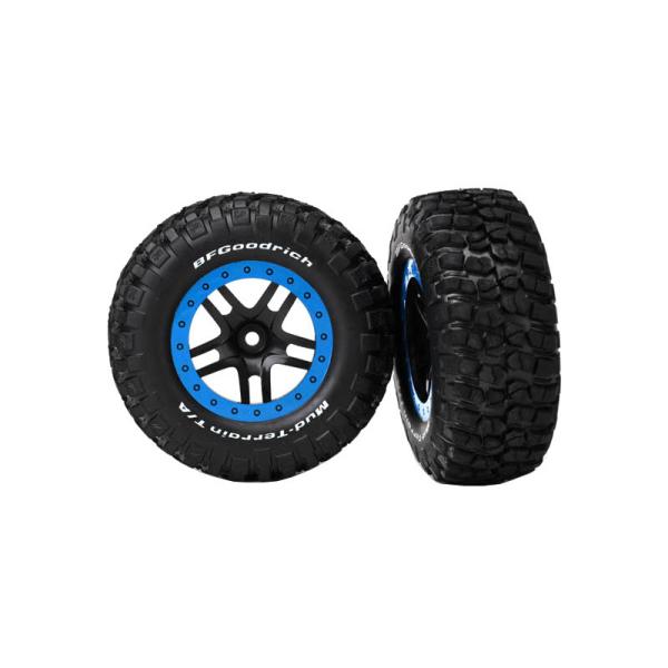Traxxas koleso 2.2/3.0", disk SCT Split-Spoke čierny-modrý, pneu KM2 (2) (2WD predné)