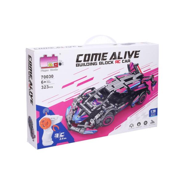 Stavebnice Auto růžové RC na dálkové ovládání 19 cm