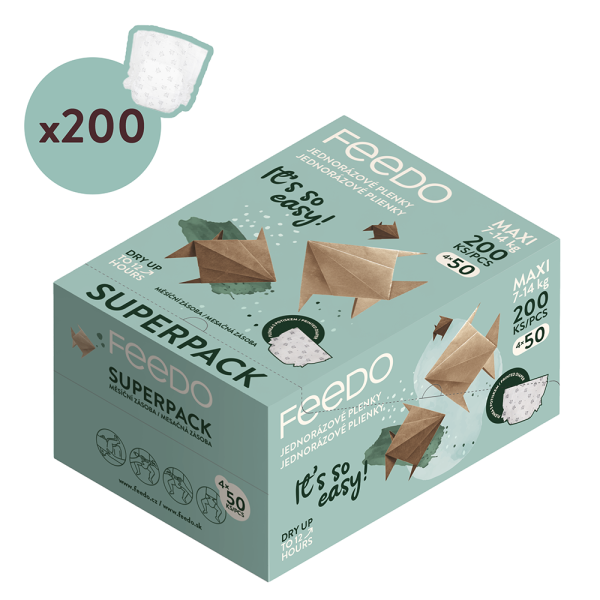 FEEDO Plenky jednorázové Maxi (od 7 do 14 kg), 200 ks, měsíční balení
