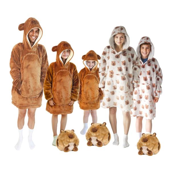 Cozy Noxxiez CH307 Kapybara – hřejivá televizní mikinová deka s kapucí pro děti 3 – 6 ro