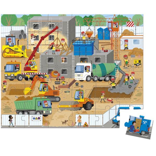 Janod Puzzle v kufříku Na stavbě 36 ks
