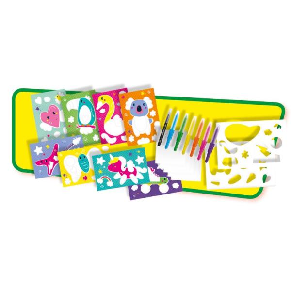 Ses Foukací fixy se šablonami, 7 barev