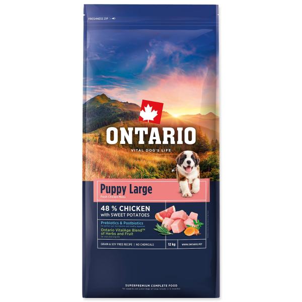 Krmivo Ontario Puppy & Junior Large Chicken & Sweet Potatoes 12kg (obrázek 3)