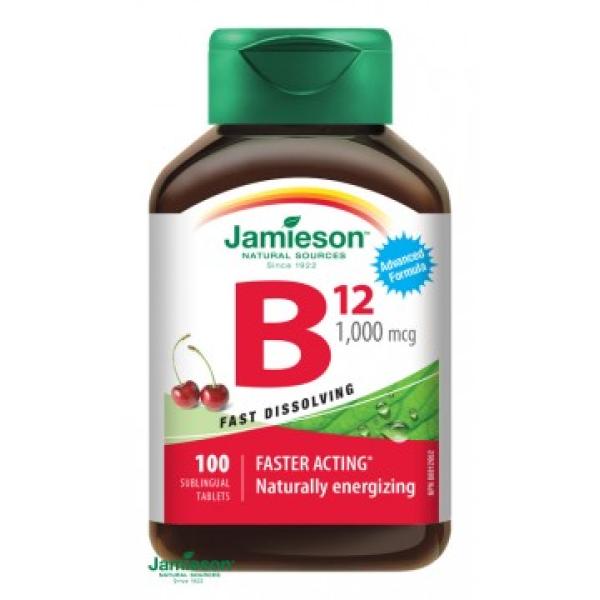 Jamieson Vitamin B12 methylkobalamin 1000 mcg tablety s příchutí třešně 100 tablet