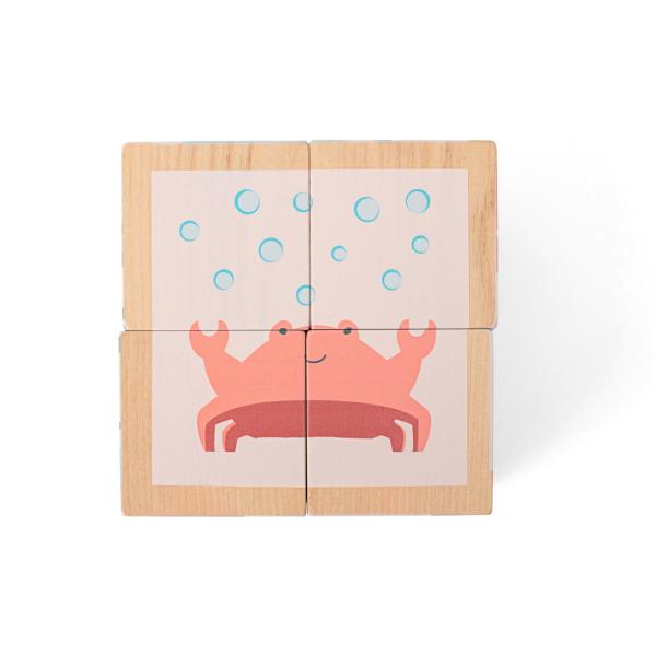 BS Toys Dřevěné obrázkové kostky se zvířátky – 4 ks