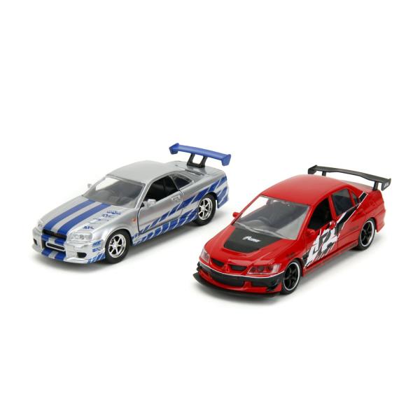 Fast & Furious Twin Pack 2006 Mitsubishi Lancer Evo IX + Brian's 2002 Nissan Skyline GTR