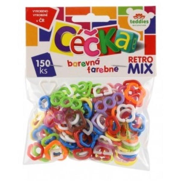 Céčka barevná 150 ks retro mix plast v sáčku
