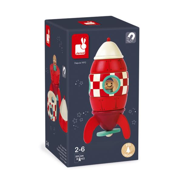 Janod Dřevěná magnetická skládačka Raketa Kit Magnet 16 cm 9 ks (obrázek 4)