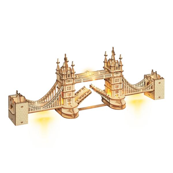 RoboTime rompecabezas 3D de madera puente Tower Bridge iluminado