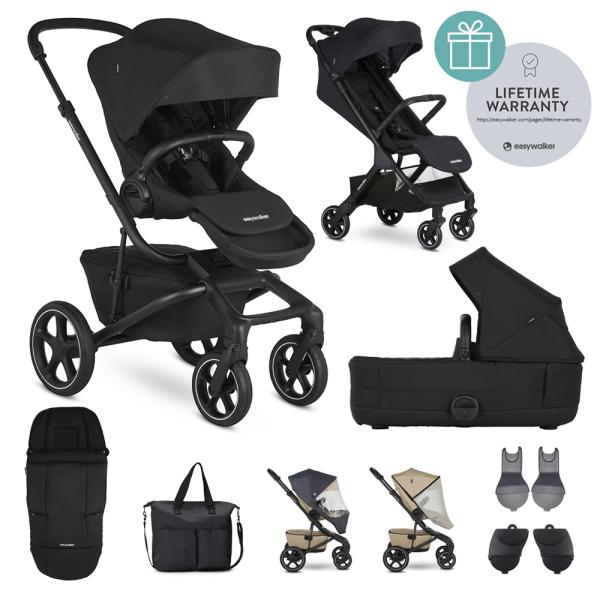 EASYWALKER Kombinovaný kočárek Jimmey Pepper Black XXL RWS + Jackey Shadow Black