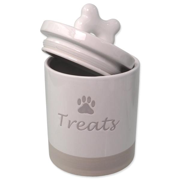 Dóza Dog Fantasy keramická na pamlsky bílá s úchytkou 13,5×21,5cm, 1500ml