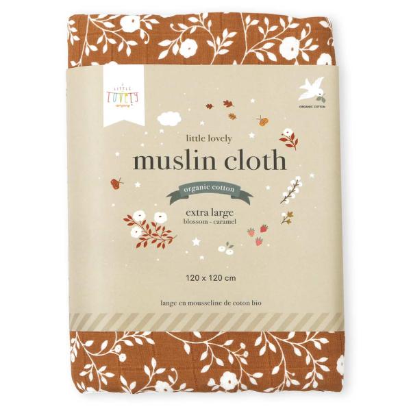 A Little Lovely Company – Mušelínová osuška XL, blossom – karamel