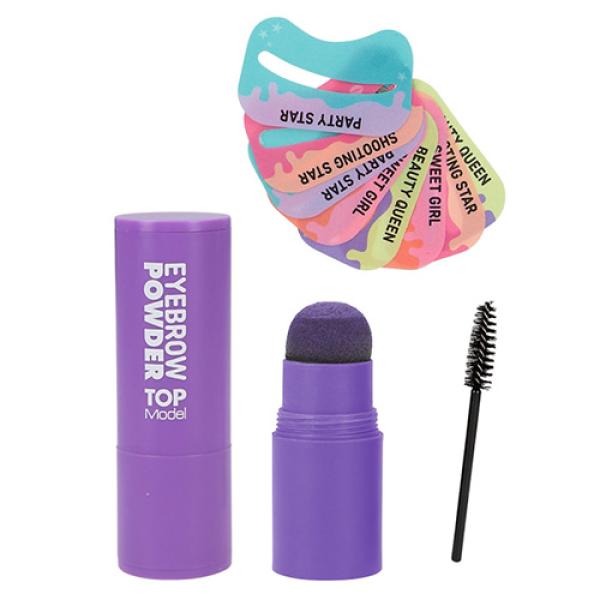 Top Model Kosmetická sada na obočí, 4 šablony, pudr, Fialová, Janet