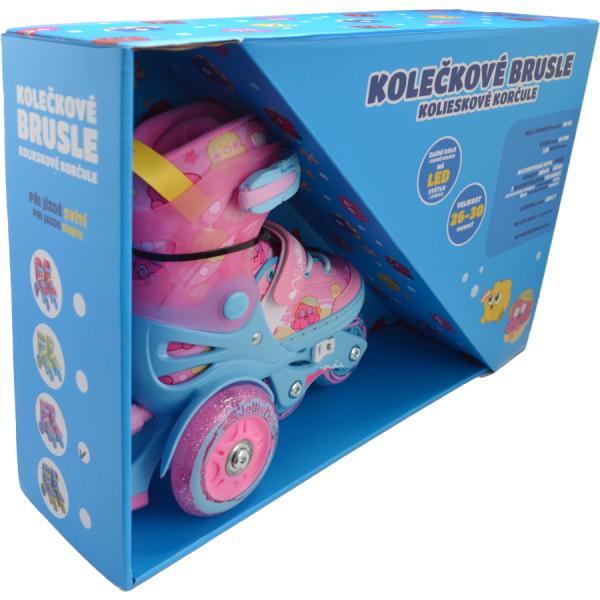 Dětské svítící kolečkové brusle – Růžové (vel. 26-30)