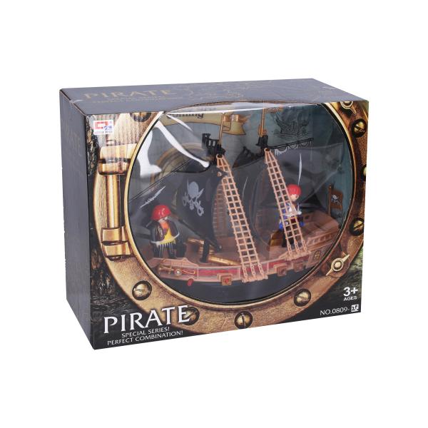 Pirátska loď s figúrkami a efektmi 30 cm
