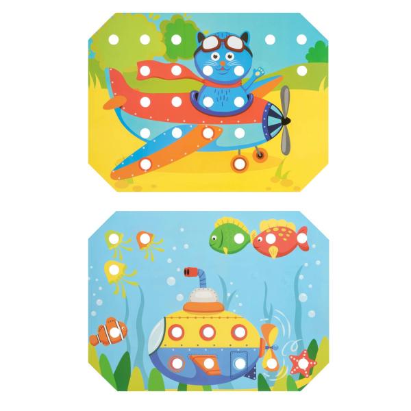 Lucy & Leo 321 Mozaika s pinzetou a vyšívání – dřevěný herní set s předlohami