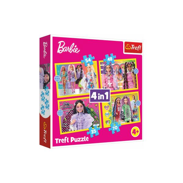Trefl Puzzle 4v1 - Šťastný svět Barbie / Mattel, Barbie