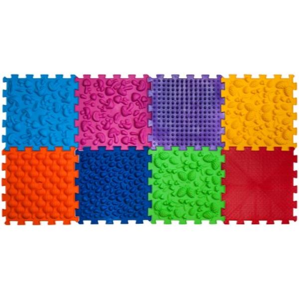 Ortek Masážna ortopedická podložka Puzzle "Mix" 8 prvkov + Hra Lesné dobrodružstvá