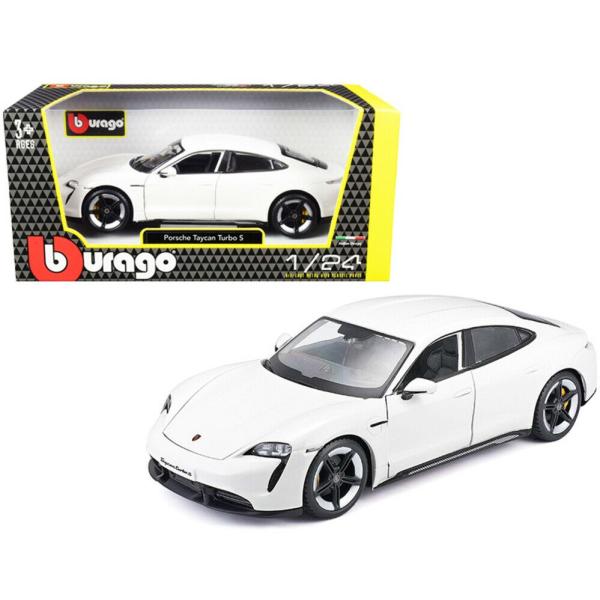 Bburago 1:24 Plus Porsche Taycan Turbo S 2019 Bianco Carrara