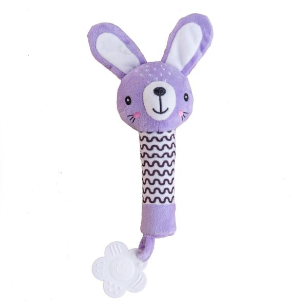 Zajíček babyted pískátko / kousátko plyš 25cm fialový