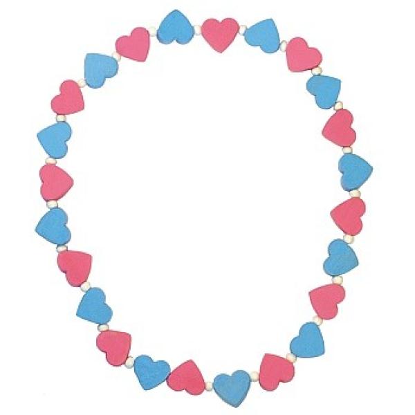 Dětský náhrdelník s růžovými a modrými srdíčky