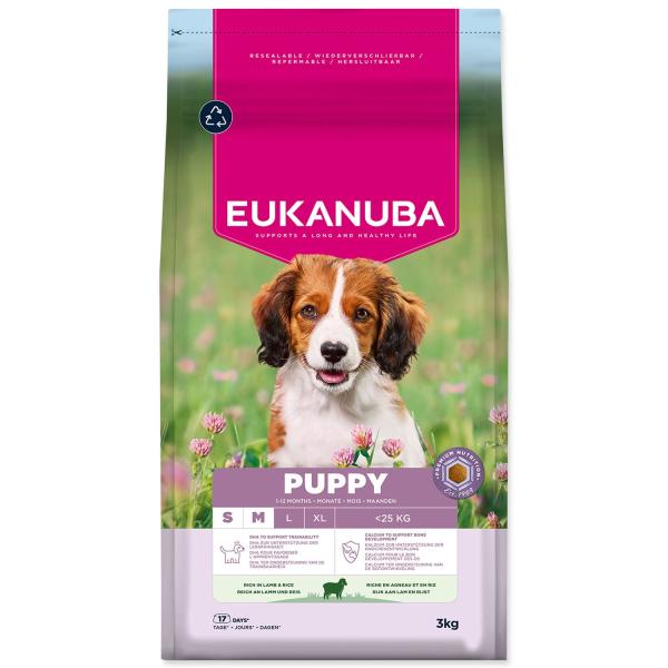 Krmivo EUKANUBA Puppy Small & Medium bohaté na jehněčí 3 kg