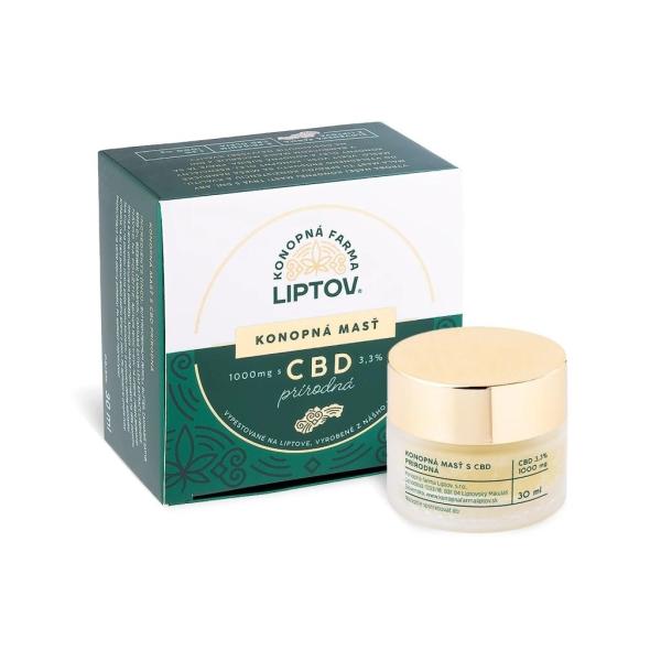 Konopná masť CBD 3.30% (CBD 1000mg) čistá 30 ml
