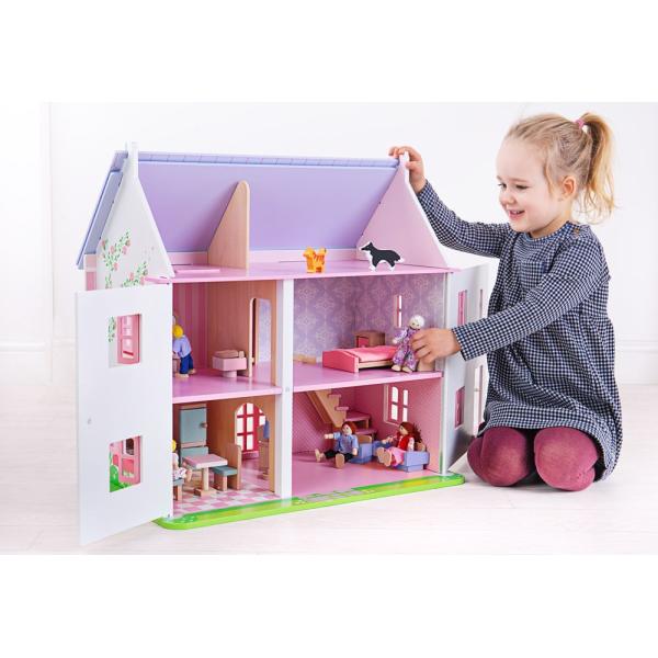 Bigjigs Toys Růžový domeček pro panenky (obrázek 4)