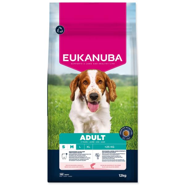 Krmivo EUKANUBA Adult Small and Medium bohaté na lososa a ječmen 12 kg