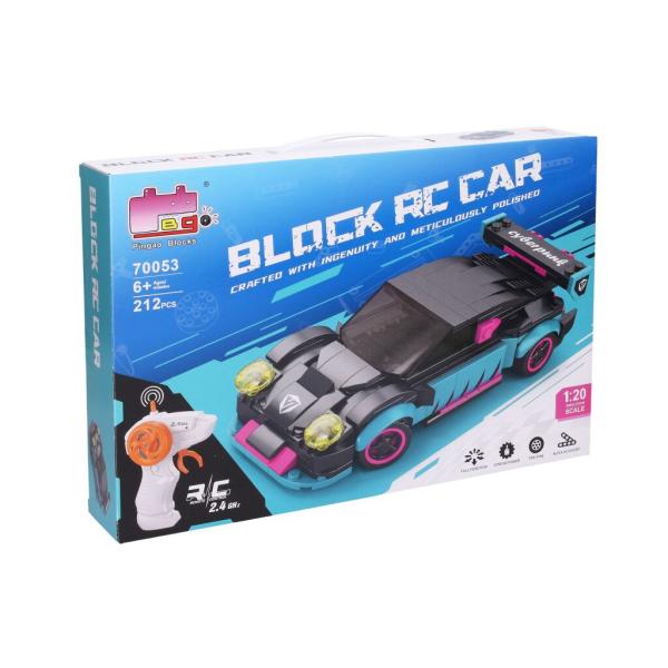 Stavebnice Auto tyrkysové RC na dálkové ovládání 17 cm