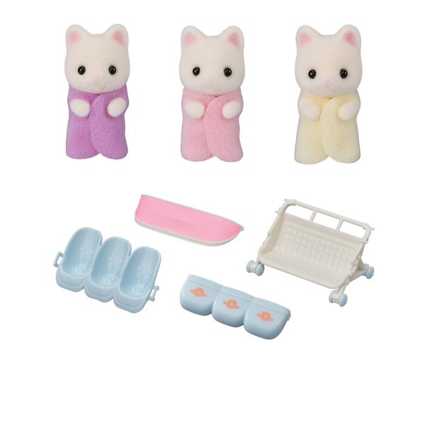 Sylvanian Families Trillizos de Gatos Florales con Cochecito