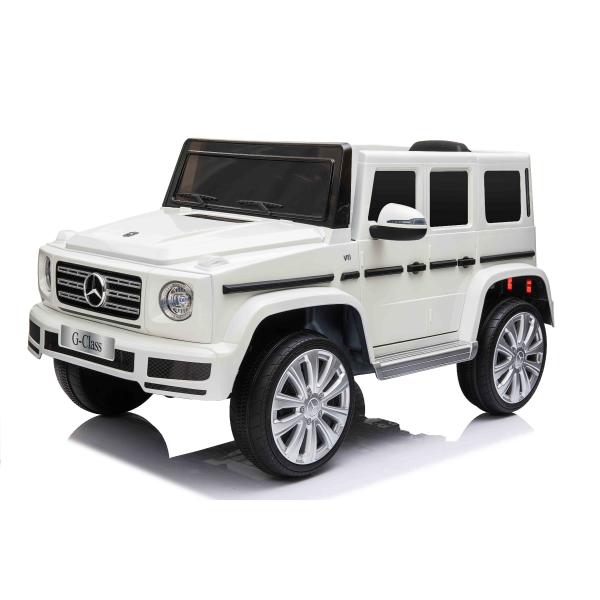 Elektrické autíčko Mercedes G500 12V, bílé, 2,4 GHz dálkové ovládání, USB / SD Vstup, o