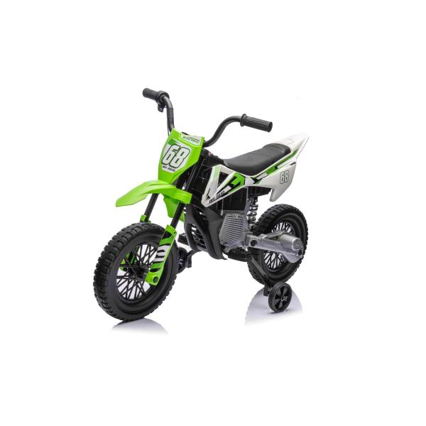 Elektrická Motorka MOTOCROSS, zelená, 12V baterie, EVA měkká kola