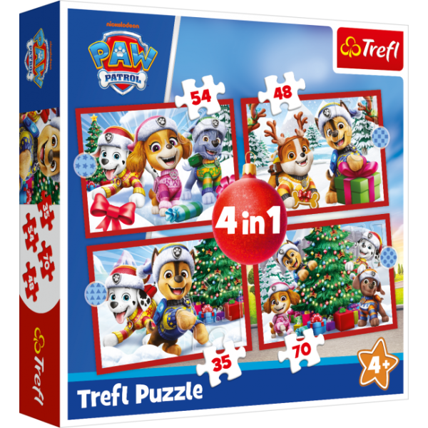 Trefl Puzzle 4v1 Paw Patrol Vianoce