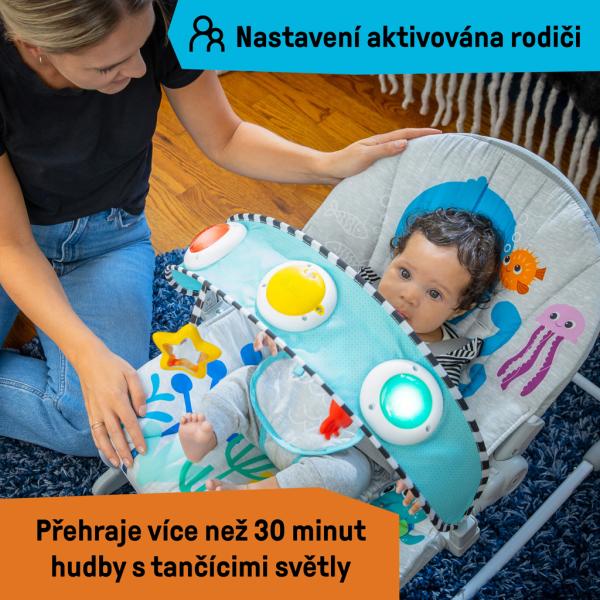 BABY EINSTEIN Lehátko hudební vibrační Kick to It Opus do 18kg (obrázek 5)