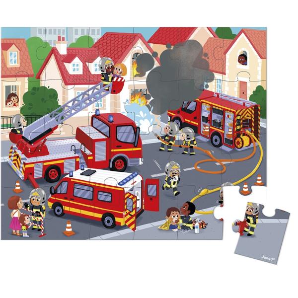Janod Puzzle v kufříku Hasiči 24 ks