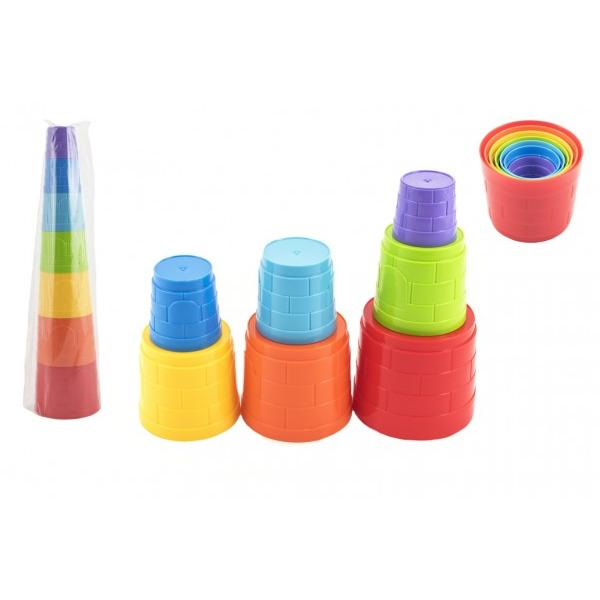Kubus pyramida skládačka plast kulatá barevná 7ks v sáčku (obrázek 3)