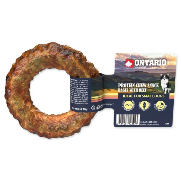 Pochutnávka Ontario Protein hovädzie, žuvací bagel 8,9cm, Malý