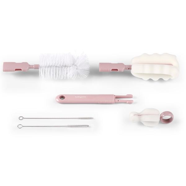 BABYONO Kartáčky na kojenecké lahve a dudlíky s odnímatelnou rukojetí Pink (obrázek 3)